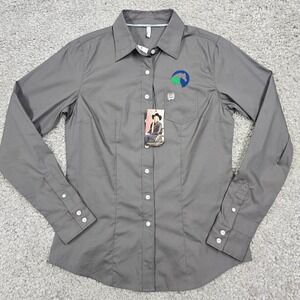 Cinch Shirt Womens M Gray Amberley Button Up Long Sleeve Logo Western‎ Cowgirl